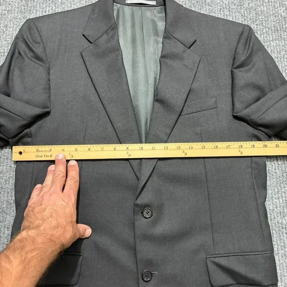 Hickey Freeman Loro Piana Super 130s Wool Suit 41 Reg Charcol Black Two Button